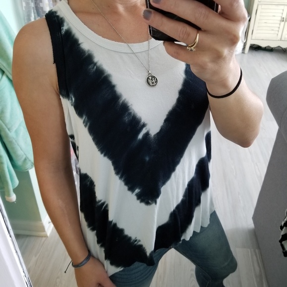 Mona B Tops - Mona B Tie Dye Raw Hem Tank Top